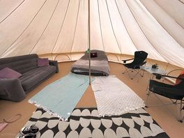 Inside bell tent our own equipment