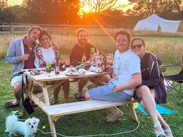 First night with a bbq and sunset