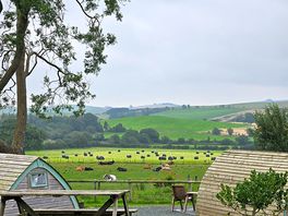 The view from the main house across the misty hills of shropshire.