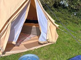 Set up, ready for camping