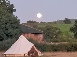 Communal bell tent at sundown