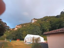 Lovely views all around us. a gym and table tennis in the marquee, anda nice play area next to it.