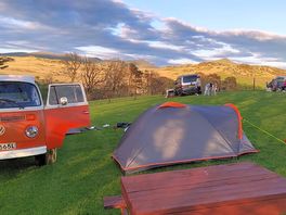 We set up at the bottom edge of the campsite. looking northeast towards dunnerdale.