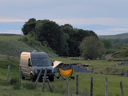 Sunset over a motorhome pitch