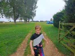 Waiting for owners son to come and play football