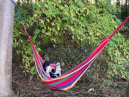 Reading in a hammock