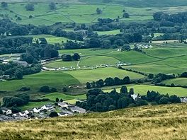 Looking down from the top of the howgills u can see the campsite and town