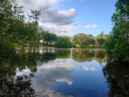 A view across the fishing lake.