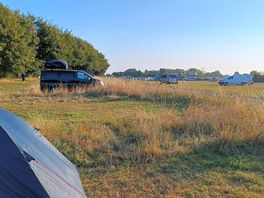 Looking up towards the farm from our tent.