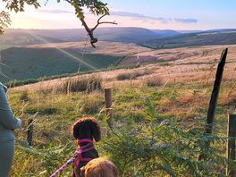 The view from the walk around the fields out onto the moors.