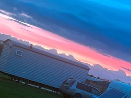 Lovely sunset view from our caravan window