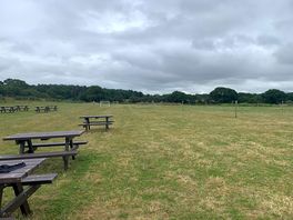 Outdoor seating area, games area