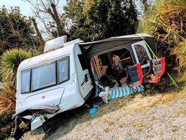Our caravan set up for the week.