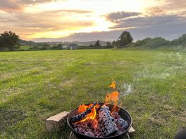 Beautiful sunset by the fire