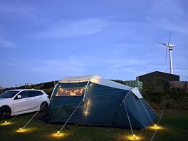 View of our tent as it’s going dark
