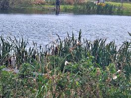 Caravan overlooked the lake for fly fishing