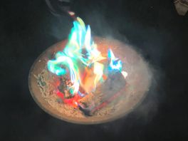 Our campfire with magic dust added that we bought at the camp shop!