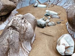 Incredible rock formations and rock pools can be explored at low tide