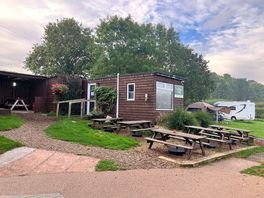 Picnic tables near the office