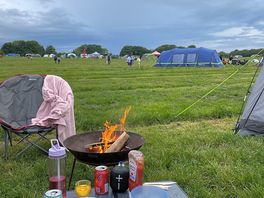 Camp set up with fire pit