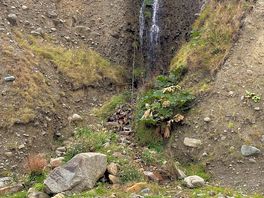 Water fall seen when walking along the beach.