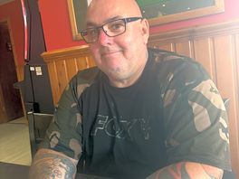 My husband enjoying a cold beer