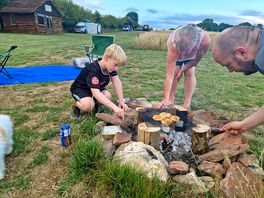 Toasting marshmallow and hot cross buns