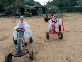 Children on the go karts in the rain!