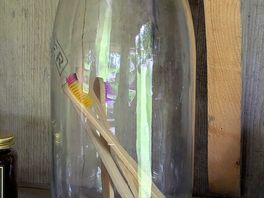 Bamboo toothbrushes in the shop