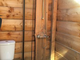 Bathroom, showering with the sun beaming is glourious!