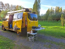 The van set up and ready