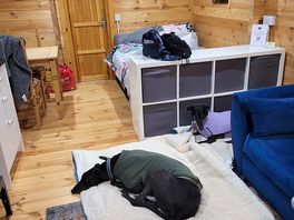 All cosy in the cabin after a day at the beach.