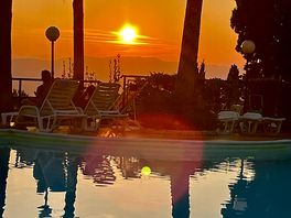Sunset over the pool