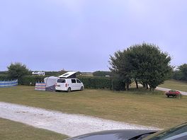 View from our tent, sheep in the distance!
