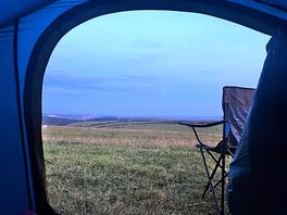 View at night from tent