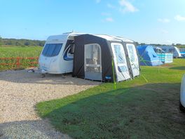 Our pitch at Whitemead. Overlooking open field to the river.