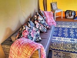 Inside safari prosecco tent