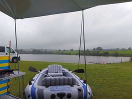 Lots of campers using the lake even though the weather wasn't great