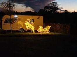 Christmas lights being installed