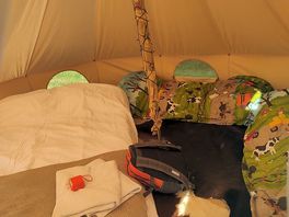 Inside the bell tent