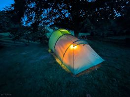 Tent lit at night