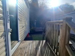 Outside: path to caravan door and private area