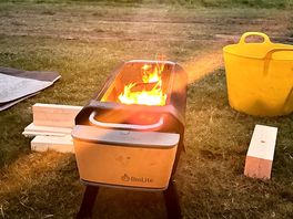 Camp fire at dusk