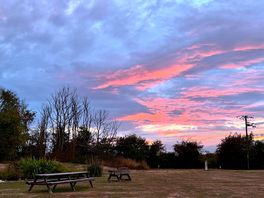 Sunset in campsite.