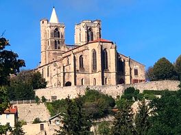 Great view of the church and village on the hillside above the site.