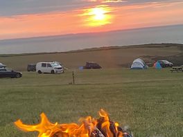Fire with beautiful sunset