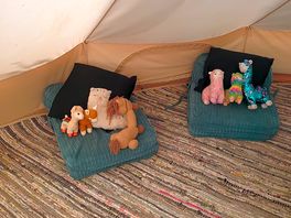 Inside tent