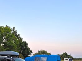 Our set up on gravel tent pitch