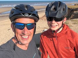 Cycling to nearby beach from campsite