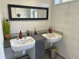 The wash room area with lovely touches